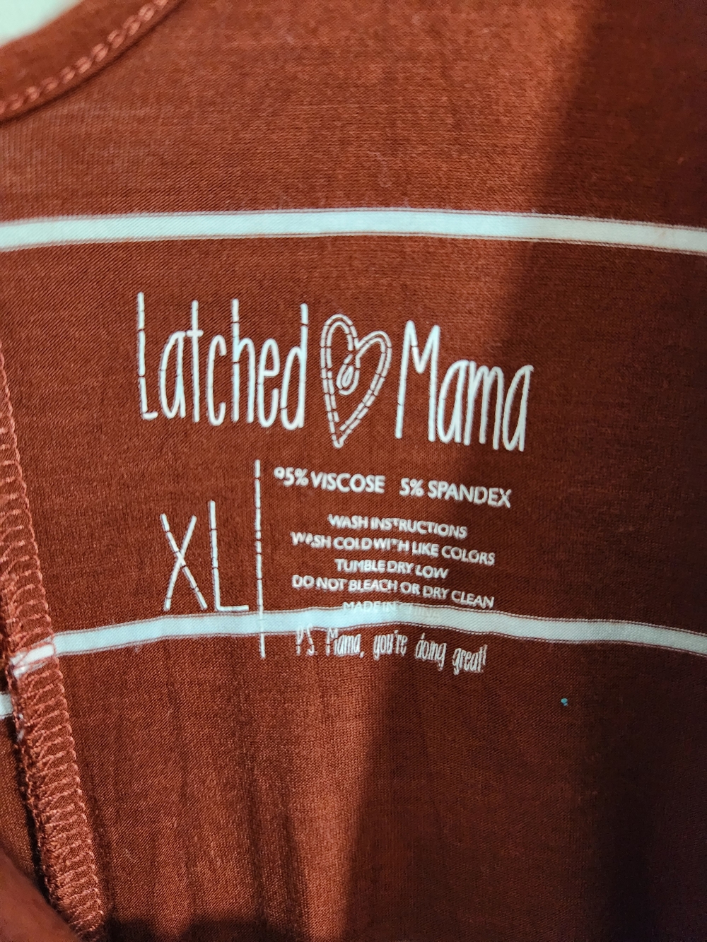 Latched Mama Rust Burnt Orange Striped Maxi Dress Breastfeeding Nursing Autumn - Picture 4 of 8